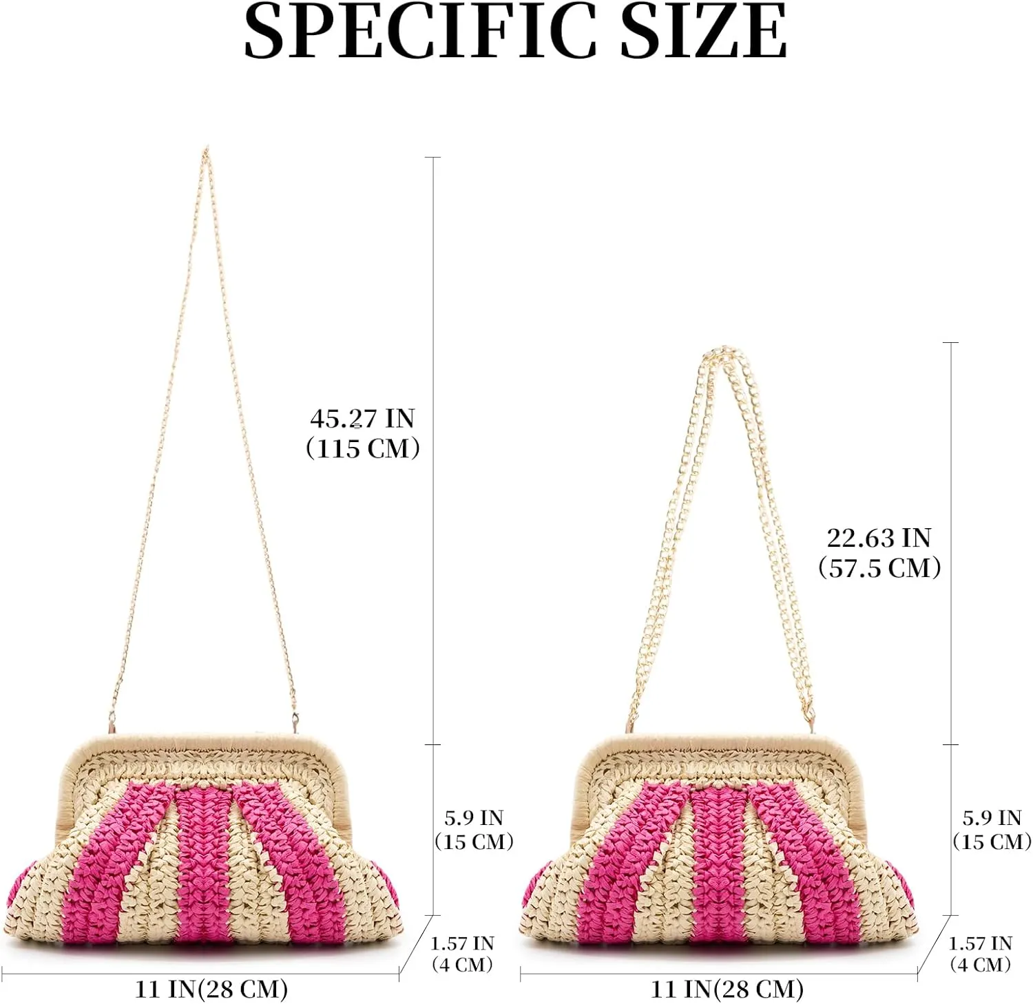 Straw Clutch Purses - Woven Crossbody Bags for Women - Beach Handbags with Cloud Dumpling Pouch