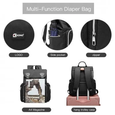 Travel Baby Changing Backpack With USB Charging Interface (Available in Black/Grey)