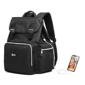 Travel Baby Changing Backpack With USB Charging Interface (Available in Black/Grey)
