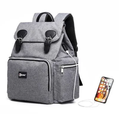 Travel Baby Changing Backpack With USB Charging Interface (Available in Black/Grey)