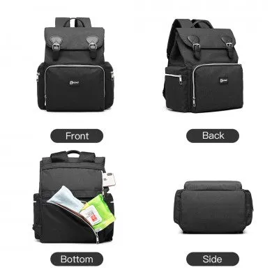 Travel Baby Changing Backpack With USB Charging Interface (Available in Black/Grey)