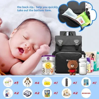 Travel Baby Changing Backpack With USB Charging Interface (Available in Black/Grey)