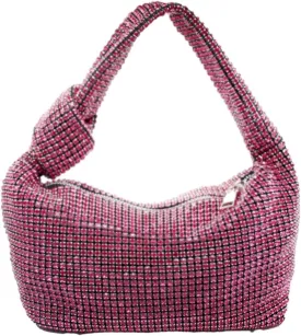 UMREN Bling Full Glitter Knotted Handbag for Women Crystal Rhinestone Hobo Dumpling Bag Diamond Evening Clutch Crossbody Bag
