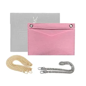 Uptown Baby Clutch Conversion Kit with Gold Chain Wristlet Insert Wallet on Chain WOC Uptown Pouch Insert (Bubblegum, 120cm Gold Chain)