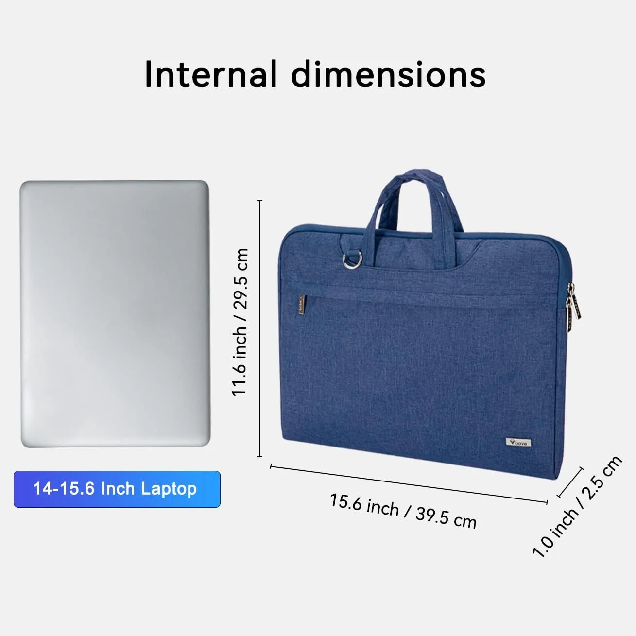 V Voova Laptop Bag 15.6 inch with Shoulder Strap & Handle, Waterproof Laptop Case Sleeve Compatible with 15-16MacBook Air/Pro, HP Acer Asus Dell Lenovo, Slim Computer Bag for Men Women, Blue
