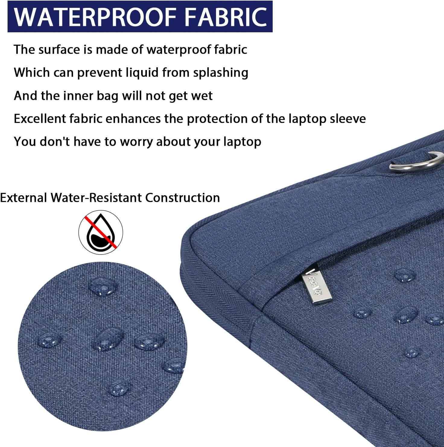 V Voova Laptop Bag 15.6 inch with Shoulder Strap & Handle, Waterproof Laptop Case Sleeve Compatible with 15-16MacBook Air/Pro, HP Acer Asus Dell Lenovo, Slim Computer Bag for Men Women, Blue