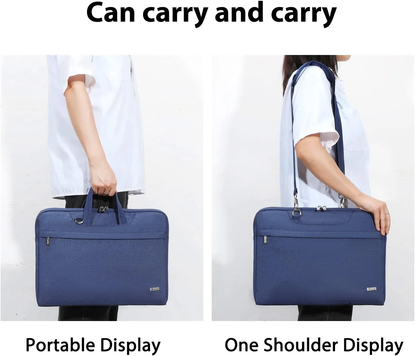 V Voova Laptop Bag 15.6 inch with Shoulder Strap & Handle, Waterproof Laptop Case Sleeve Compatible with 15-16MacBook Air/Pro, HP Acer Asus Dell Lenovo, Slim Computer Bag for Men Women, Blue