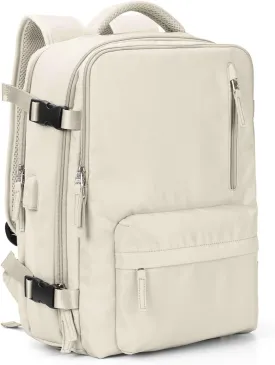 VGCUB Large Travel Work Business Backpack Carry on flight Approved 17 Inch Laptop Backpack for Women Men with Laptop Compartment Mochila de Viaje,Beige