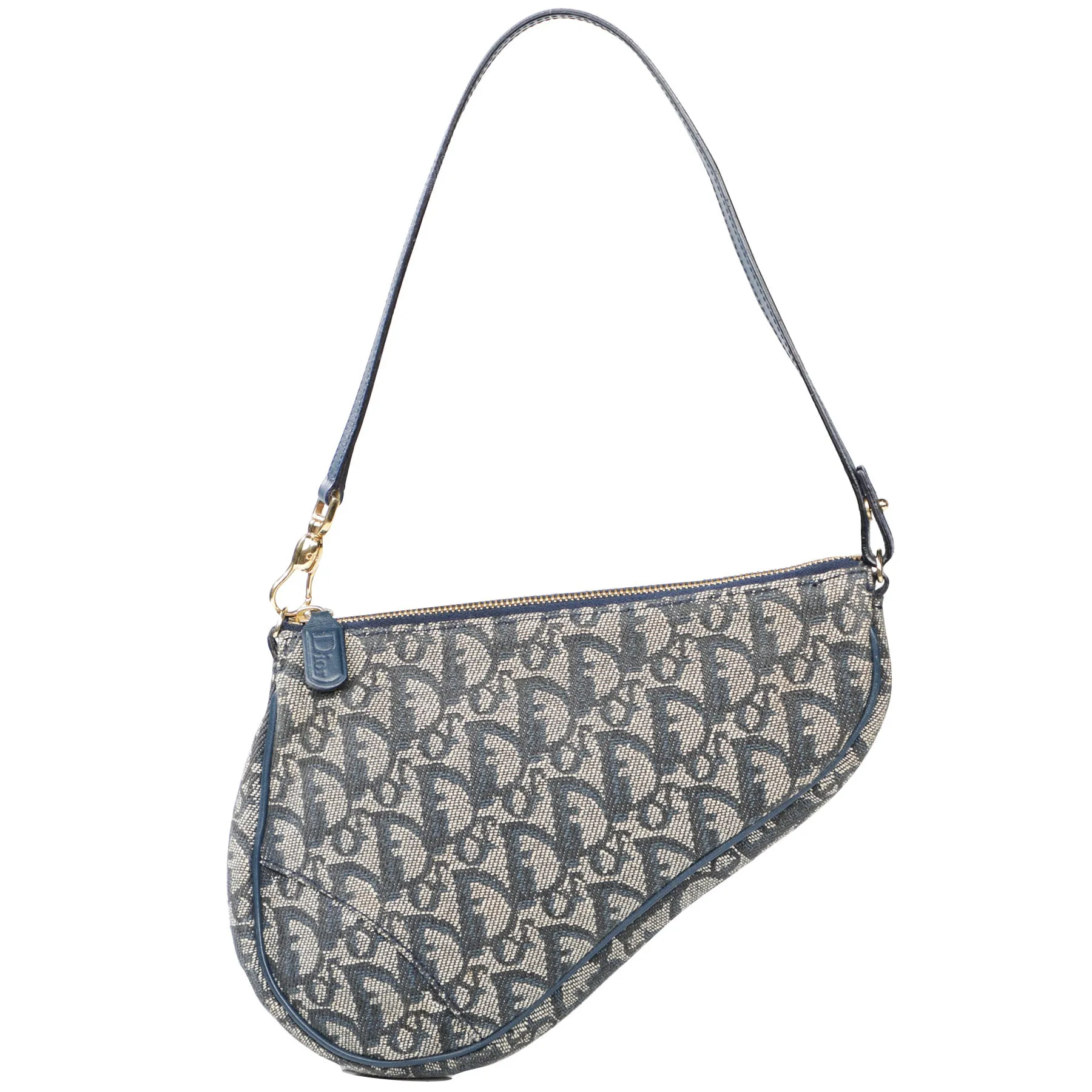 Vtg Christian Dior Monogram Trotter Canvas Mini Saddle Mini Shoulder Bag