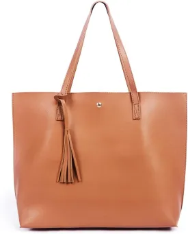 Women Tote Bags Top Handle Satchel Handbags PU Faux Leather Tote Bag with Tassel Shoulder Purse